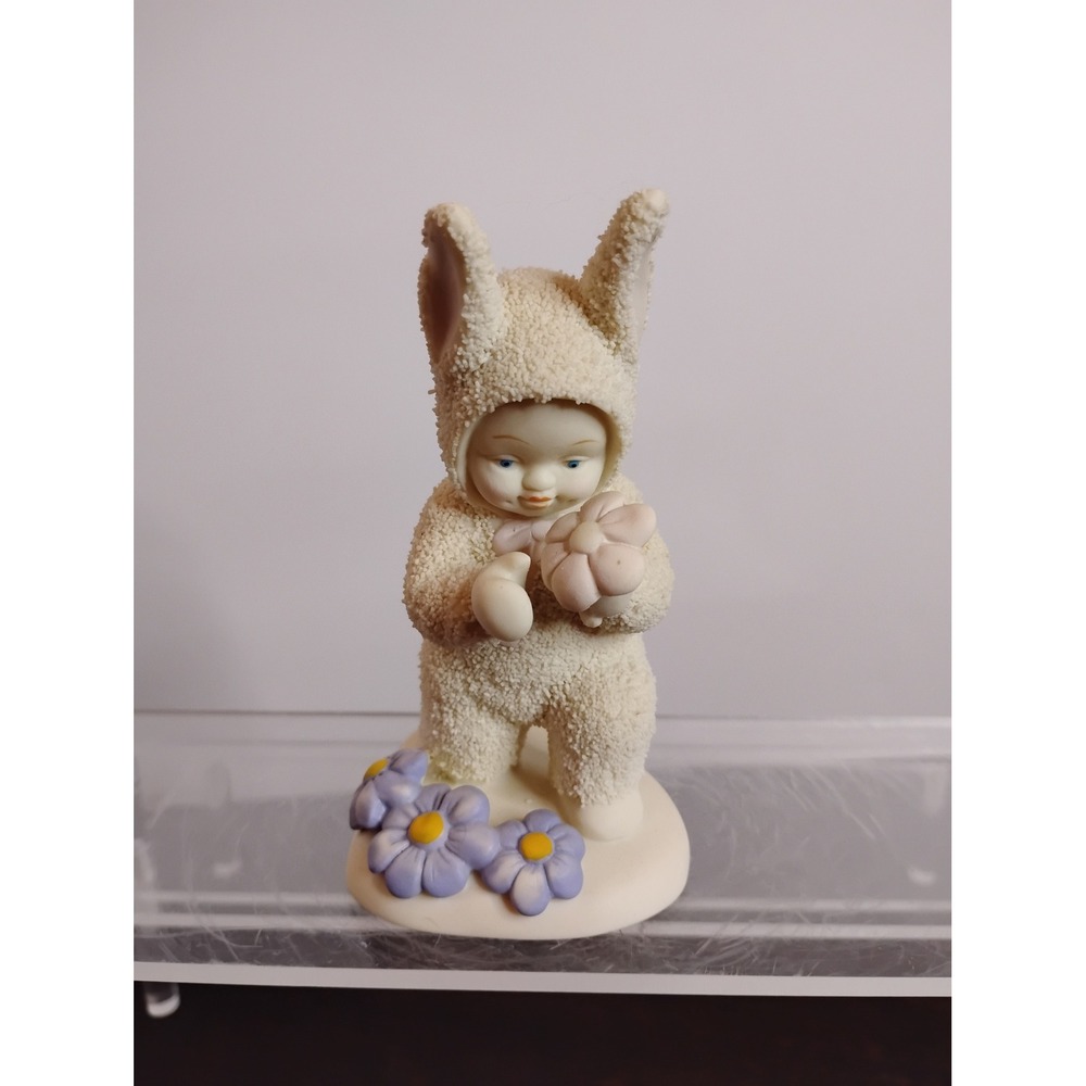 Dept 56 Snowbabies 1998 Bunny Suit Figurine with Purple Flowers 4.5 Inch